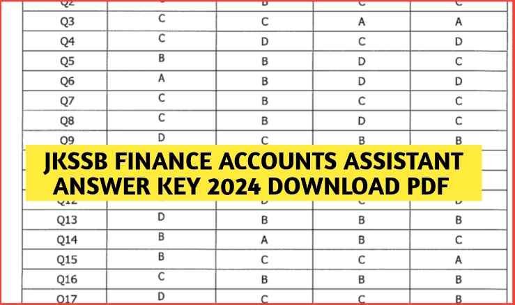 JKSSB Finance Accounts Assistant Answer Key Download FAA Answer Key 2024