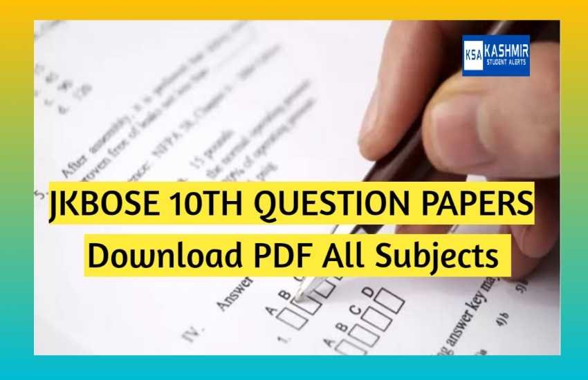 JKBOSE 10th Class Old Question Papers Available Download here