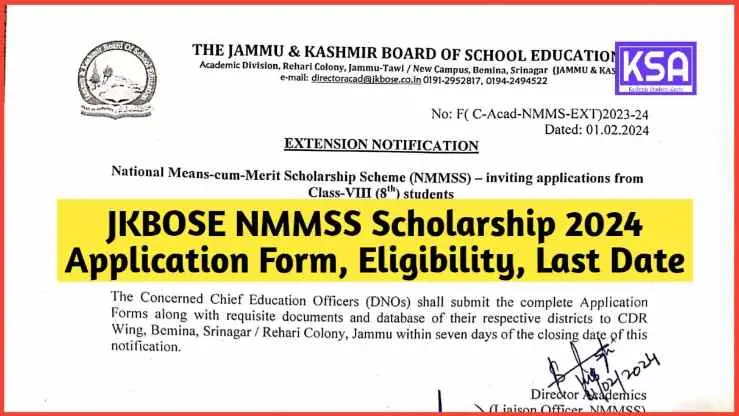 JKBOSE NMMSS Scholarship 2024: Application Form, Eligibility Criteria, and Last Date Information