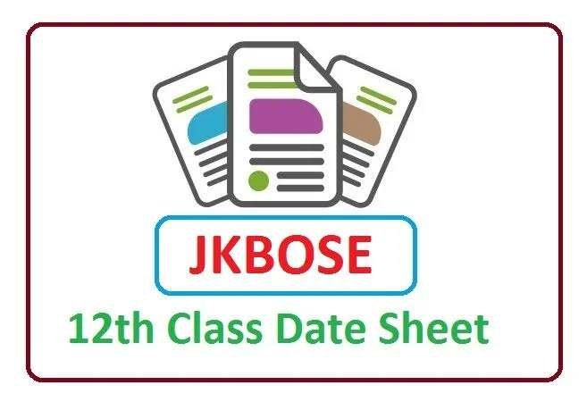 JKBOSE Date sheet for Class 12th Annual Regular 2024