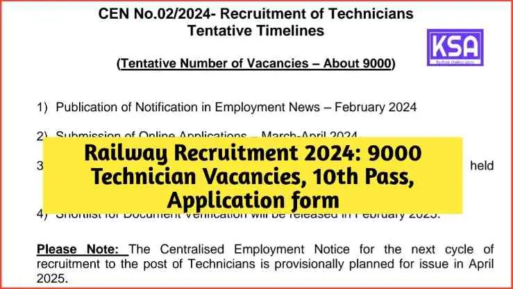 Railway Recruitment 2024: 9000 Technician Jobs – Registration, Eligibility, and Last Date Details Inside