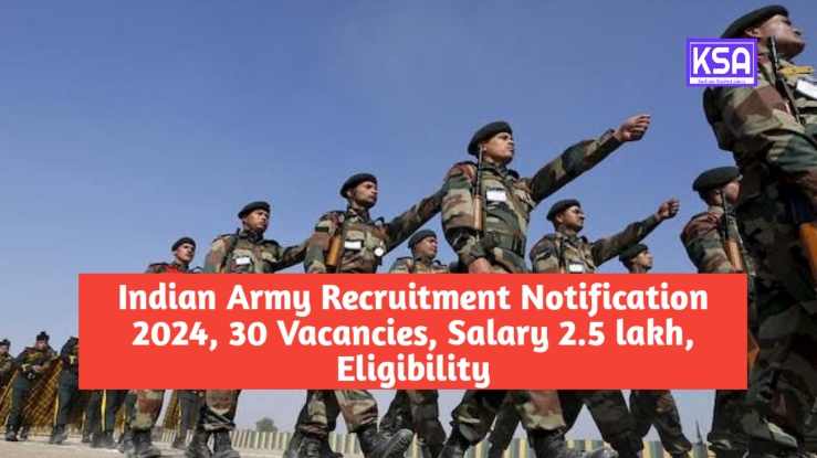 Indian Army Recruitment Notification 2024: 30 Vacancies, Salary ₹2.5 Lakh, Eligibility Requirements